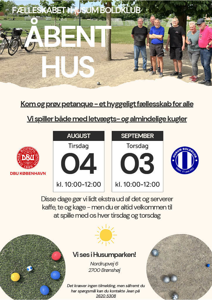 Kom til Åbent Hus hos Fællesskabet i Husum Boldklub!